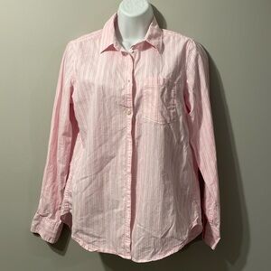 Gap, pure cotton, button-down long sleeve shirt for women, pink and white size S